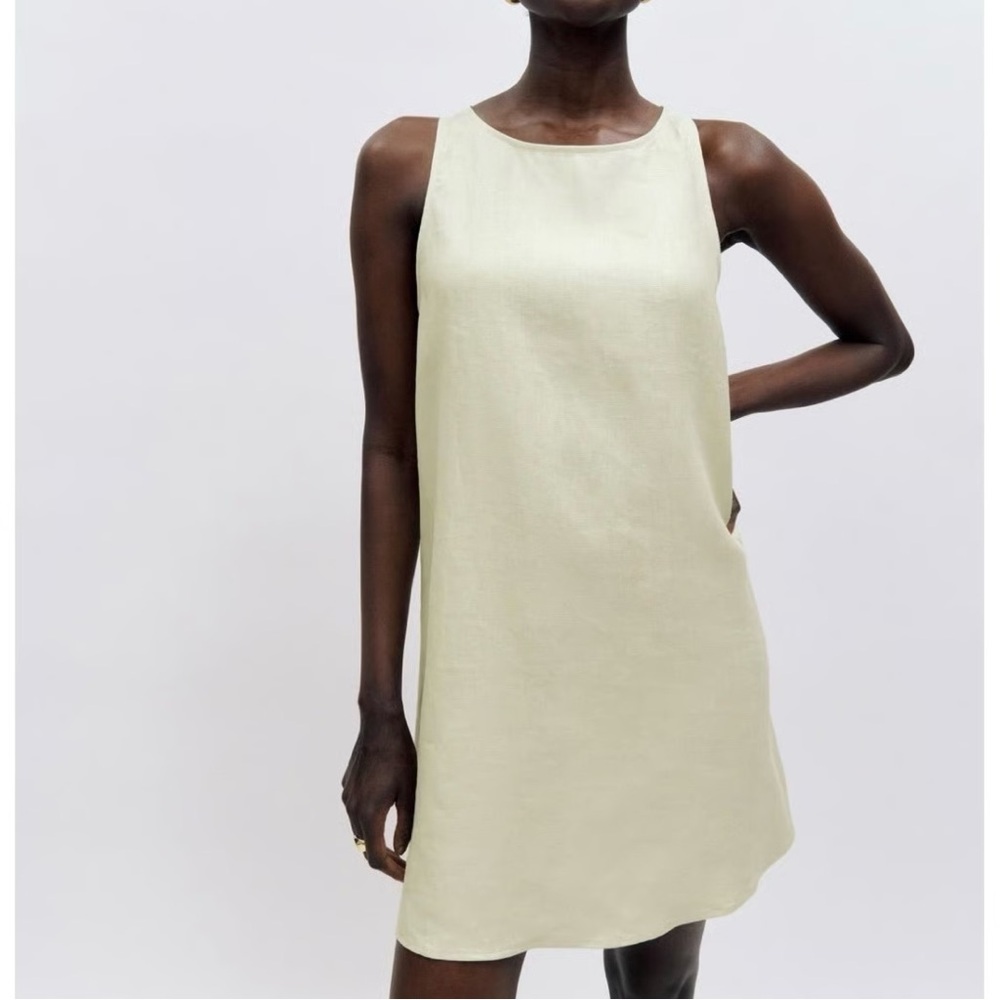 Reformation Linen Jessi Linen Mini‎ Dress Light Sage Green Women’s Size 4